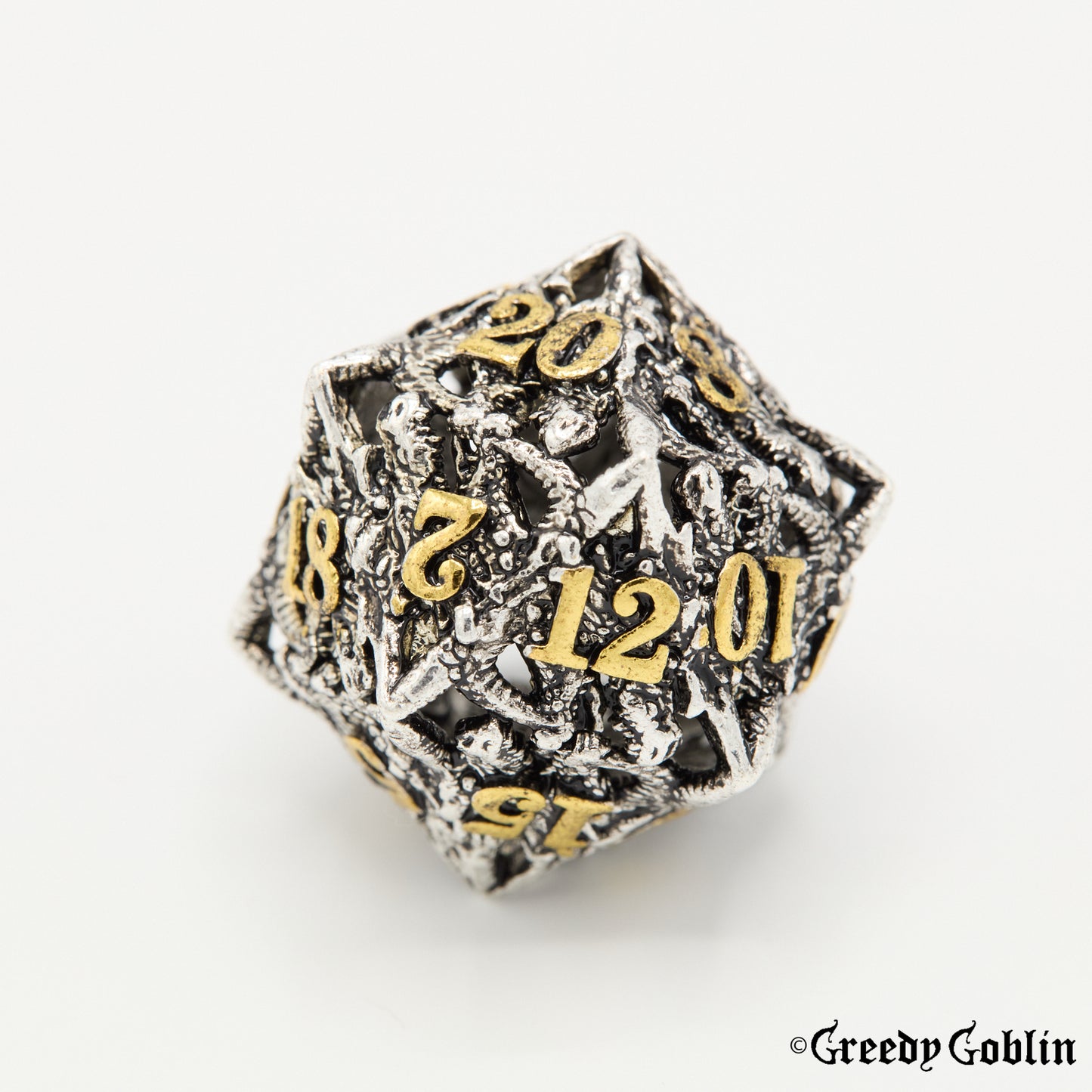 Hollow Dragon Silver Gold Dice Set