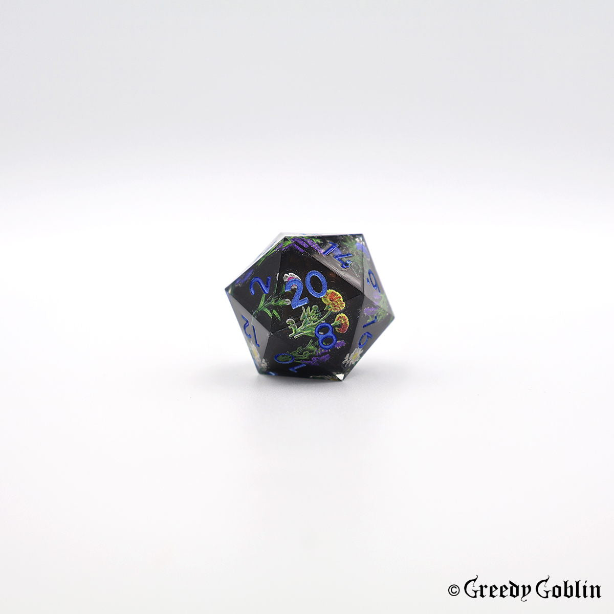 Black Porcelain Flower Dice Set