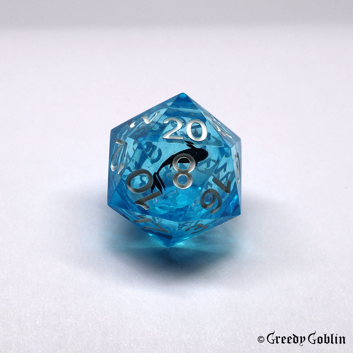 Liquid Core Dice Set Transparent Blue with White Liquid Core Koi