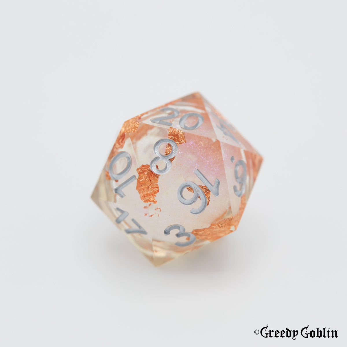 Liquid Core Dice Clear Flaked with Silver Liquid Core