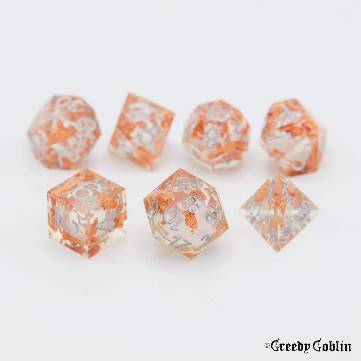 Liquid Core Dice Clear Flaked with Silver Liquid Core