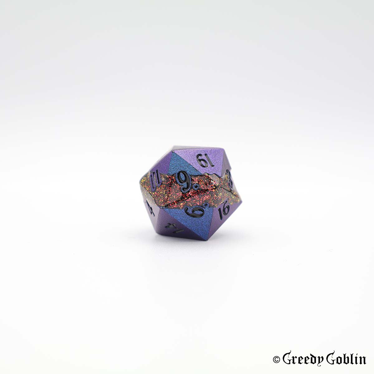 Metal Polydice Set (Blue Oil with Orange Mica)