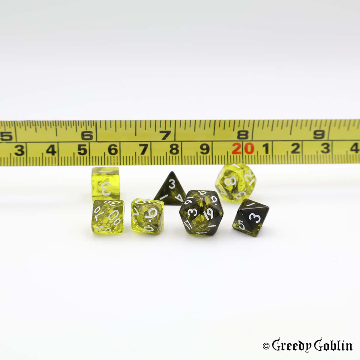 Mini Dice Set Transparent Two-Tone Yellow