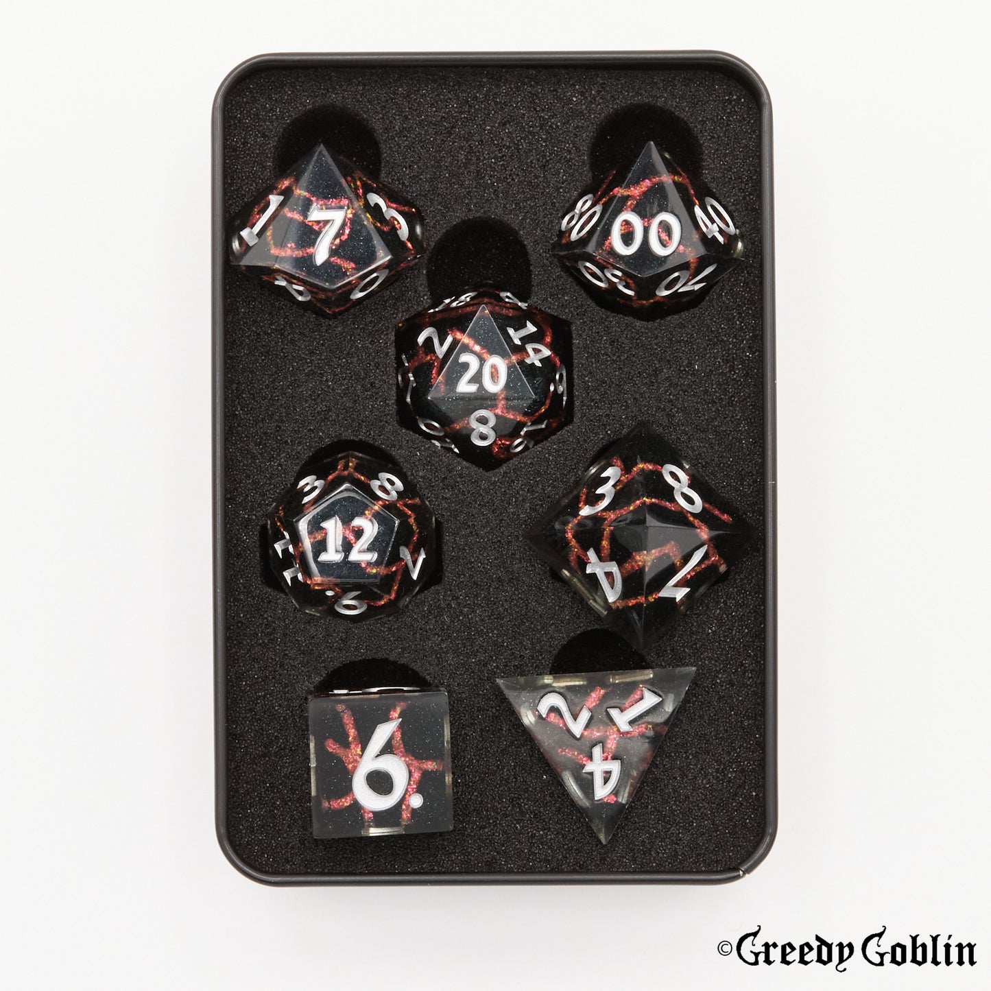 Sharp Polydice Set (Layered Red Cracks)
