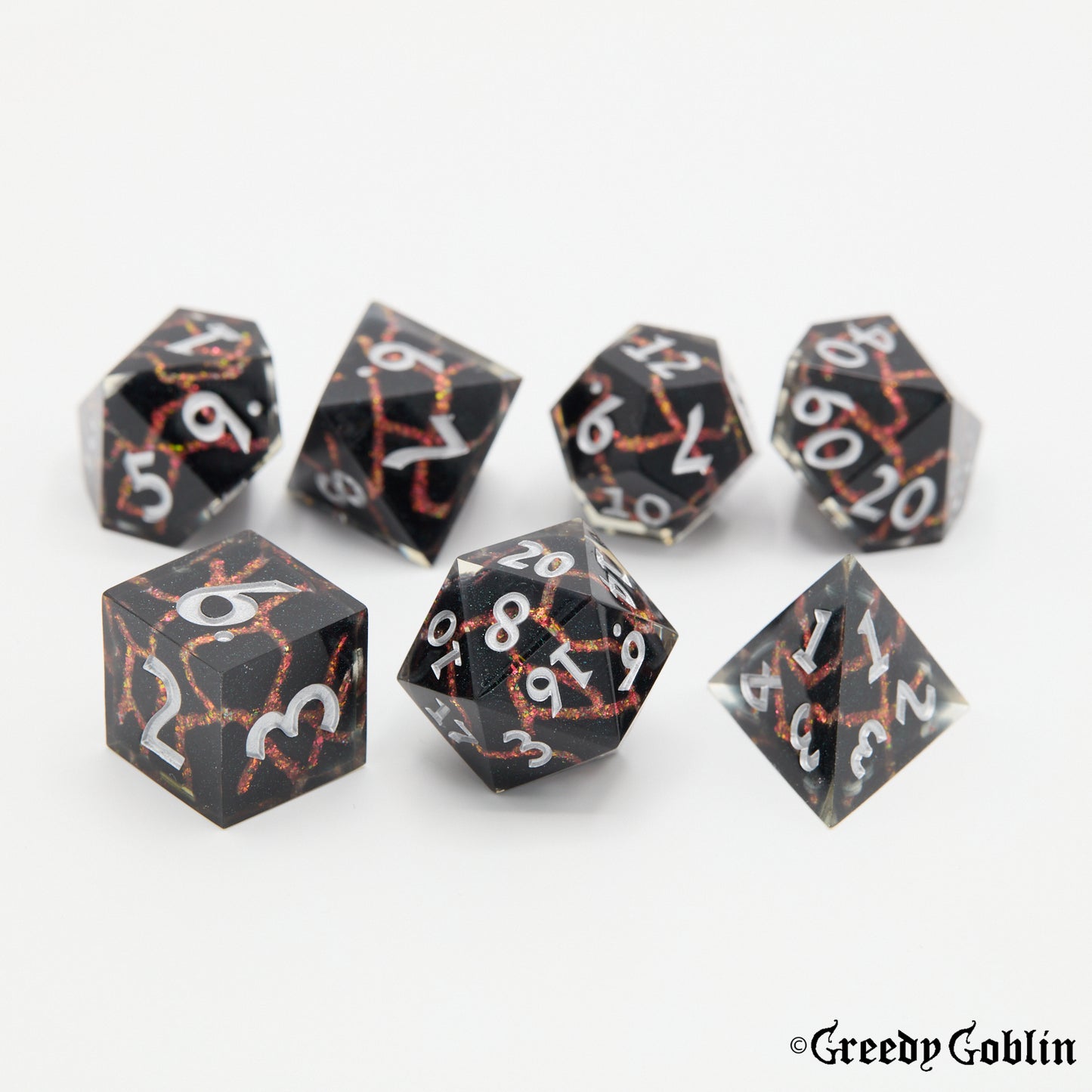 Sharp Polydice Set (Layered Red Cracks)
