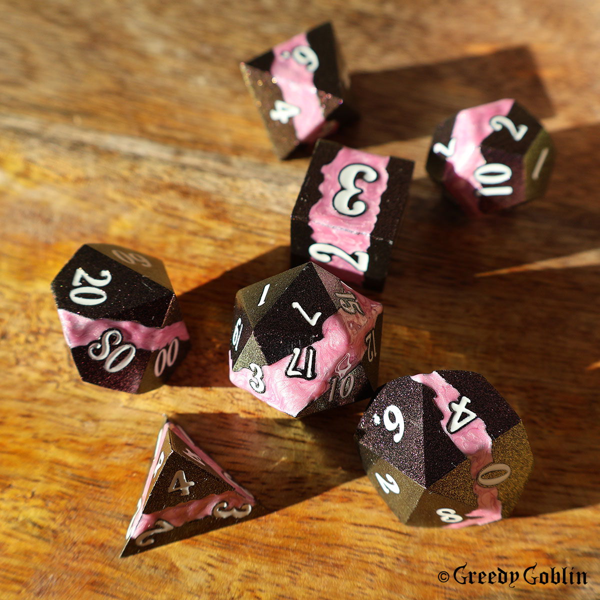 Metal Polydice Set (Purple Oil with Pink Mica)