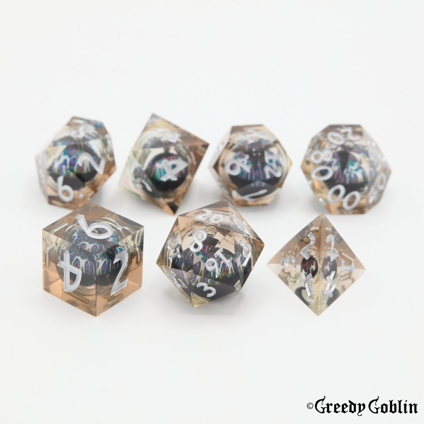 Liquid Core Dice Set (White and Blue Eye)
