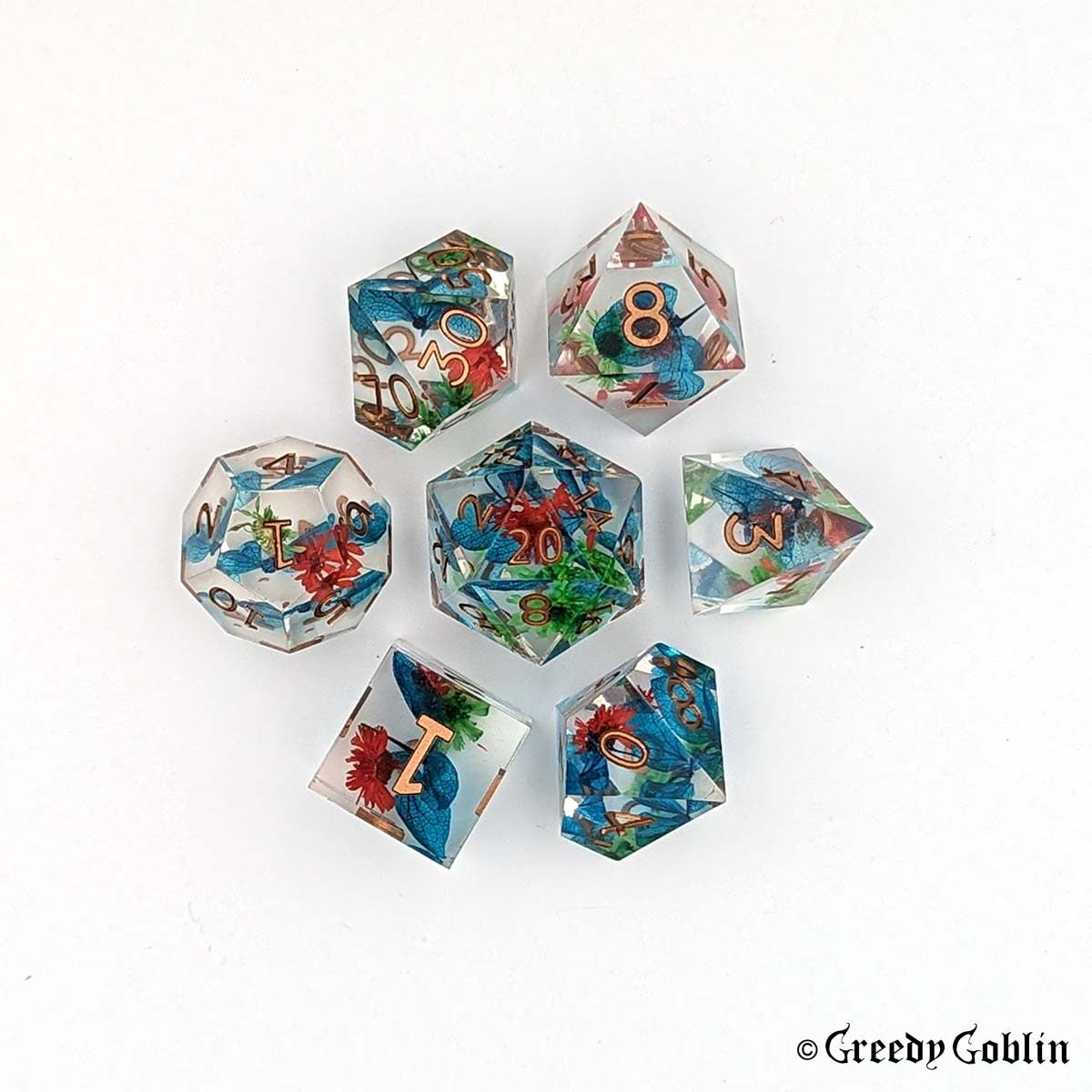 Sharp Polydice Set (Transparent Multicolored Flowers)