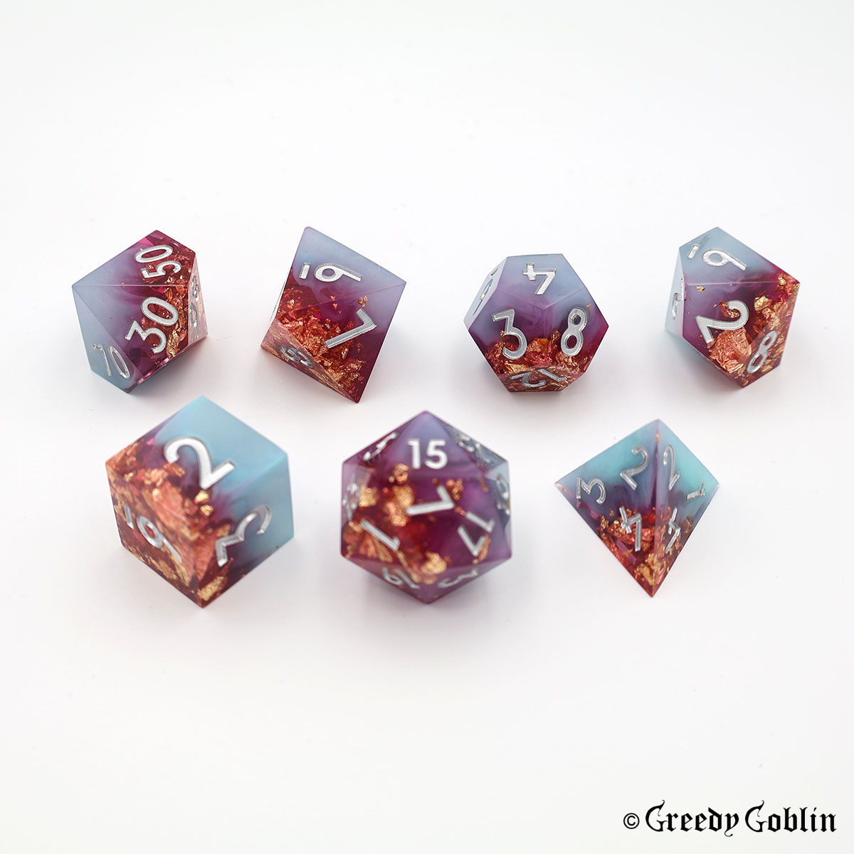 Sharp Polydice Set (Grey Red Smoke with Gold Flakes)