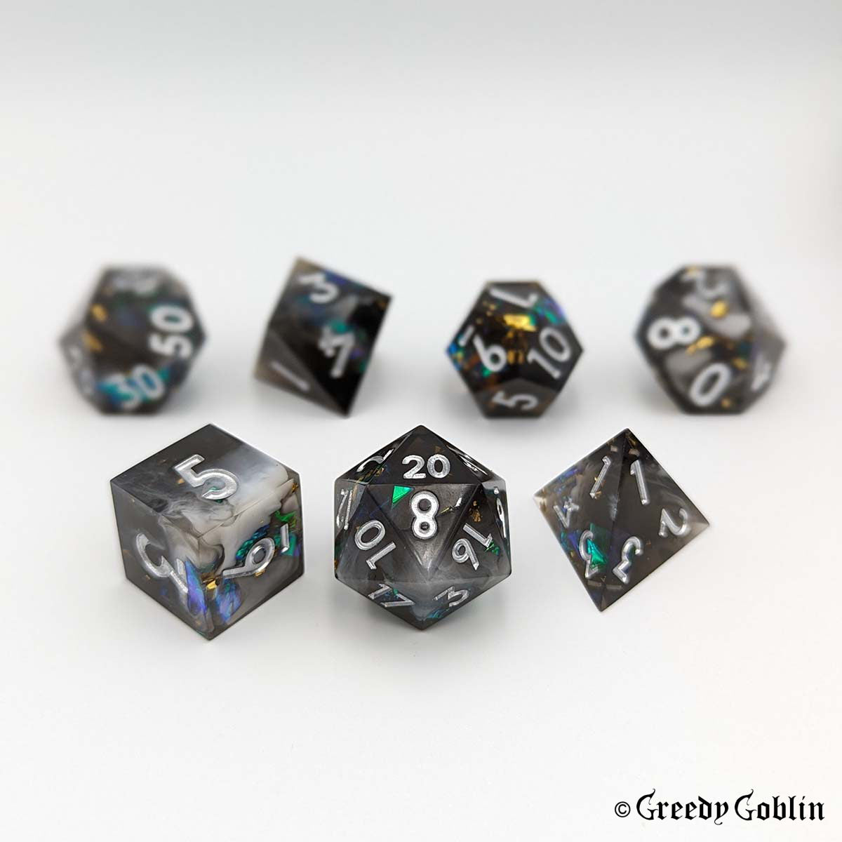 Sharp Polydice Set (Transparant Black Smoke)