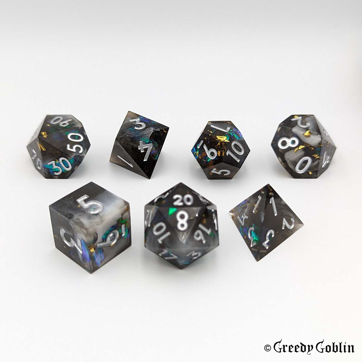 Sharp Polydice Set (Transparant Black Smoke)