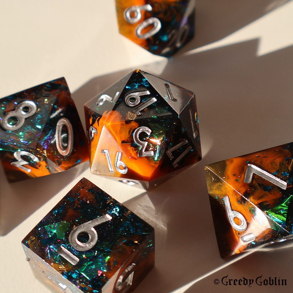 Sharp Polydice Set (Dark Orange Smoke Laser)
