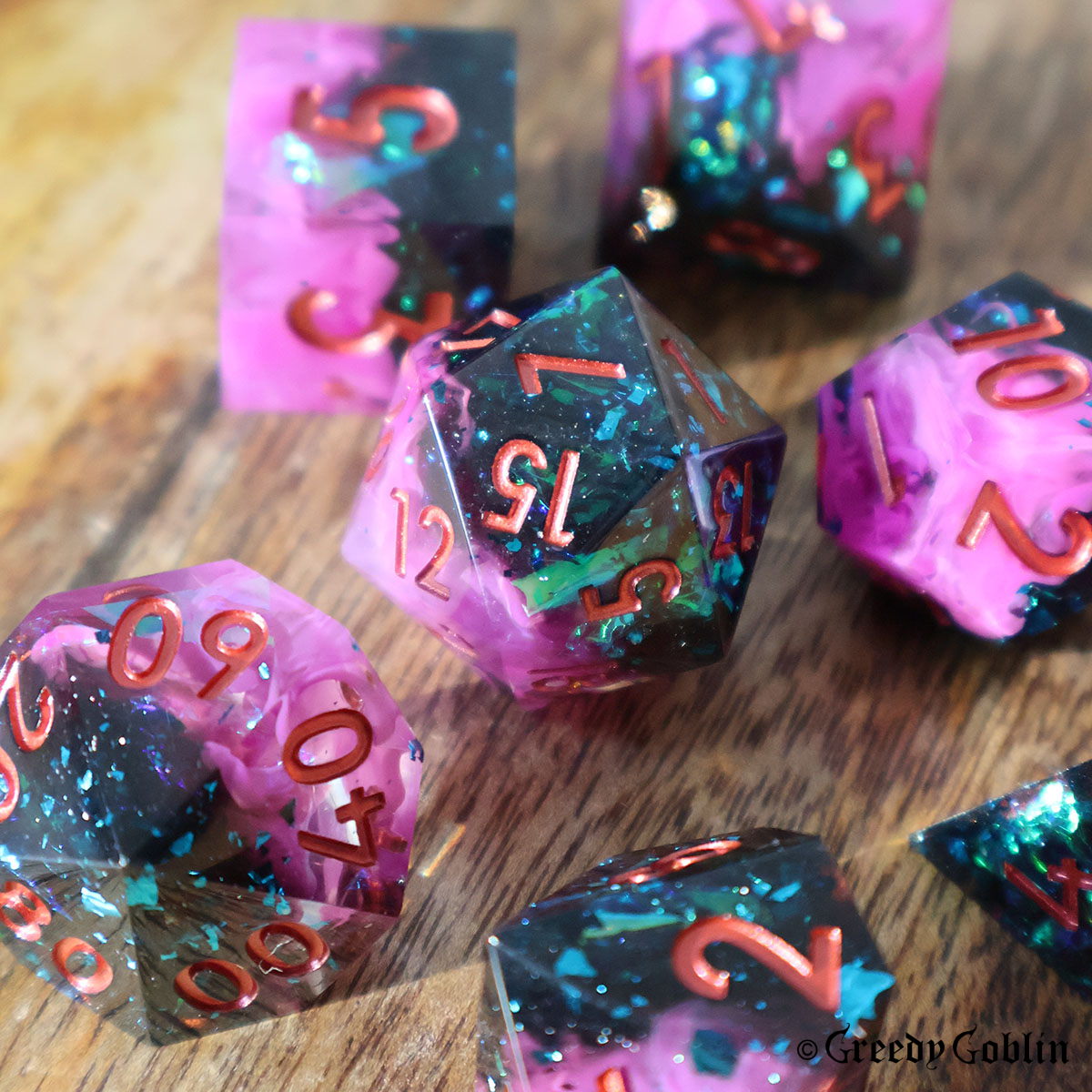 Sharp Polydice Set (Pink Smoke Laser)
