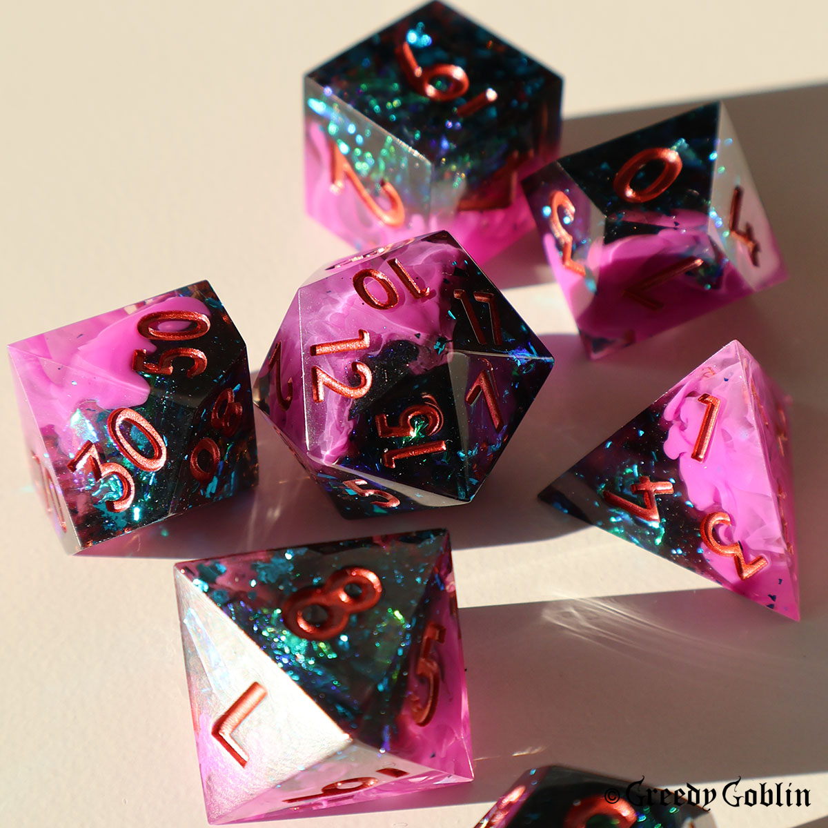 Sharp Polydice Set (Pink Smoke Laser)