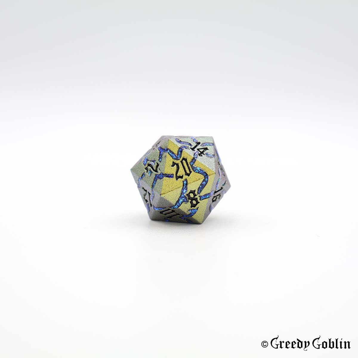 Metal Polydice Set (Gold with Blue Mica Veins)