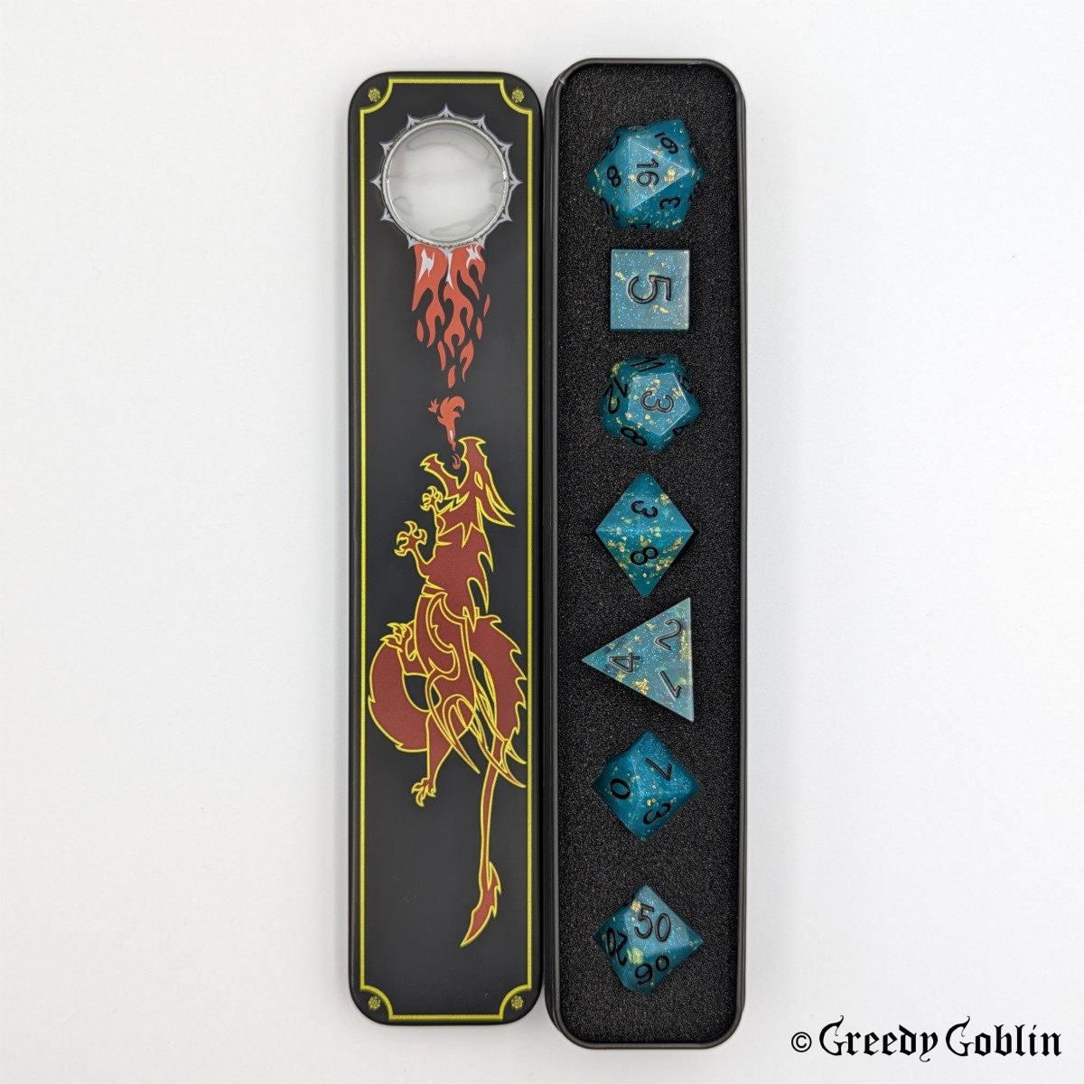 Sharp Polydice Set (Cloudy Blue / Gold flakes)