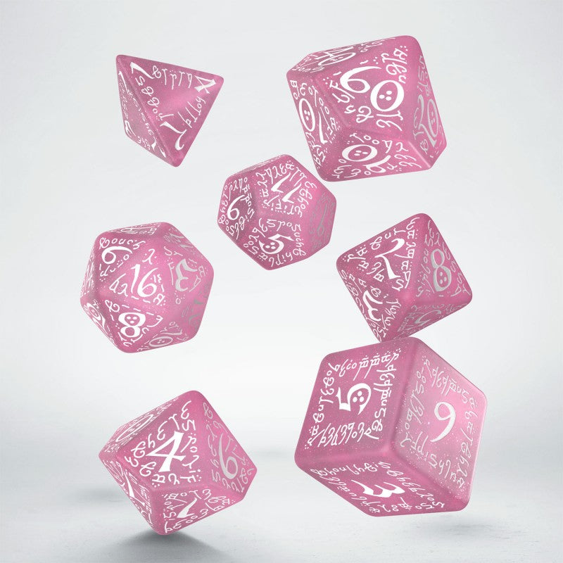 Q-workshop - Elvish Shimmering pink & White Dice Set