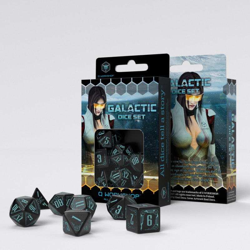 Q-Workshop - Galactic Black & blue Dice Set