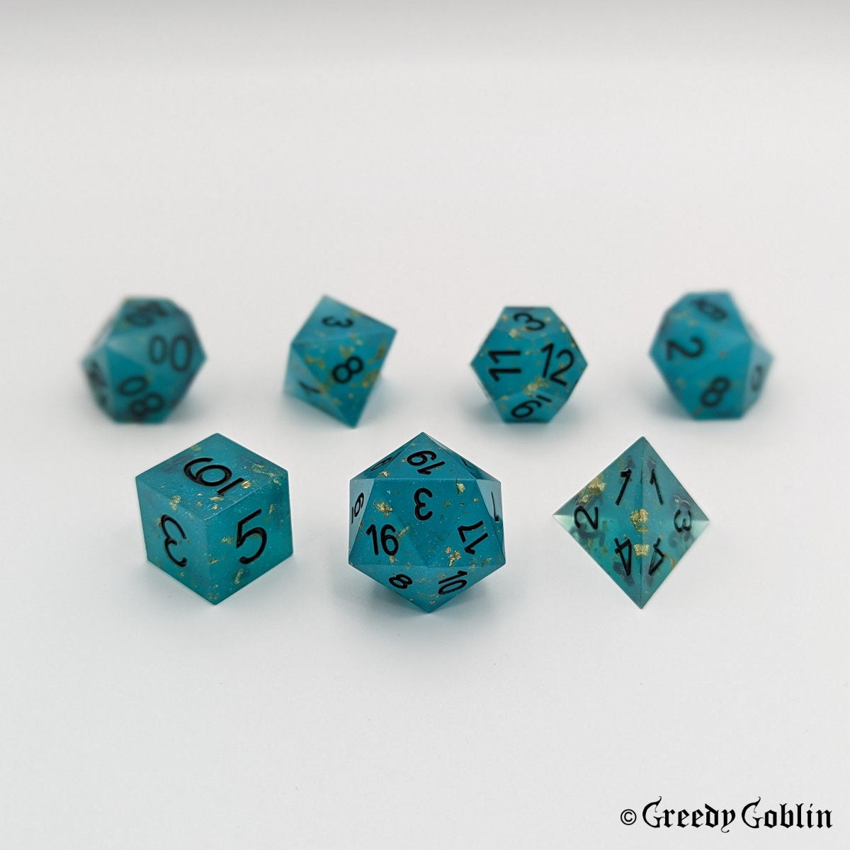 Sharp Polydice Set (Cloudy Blue / Gold flakes)
