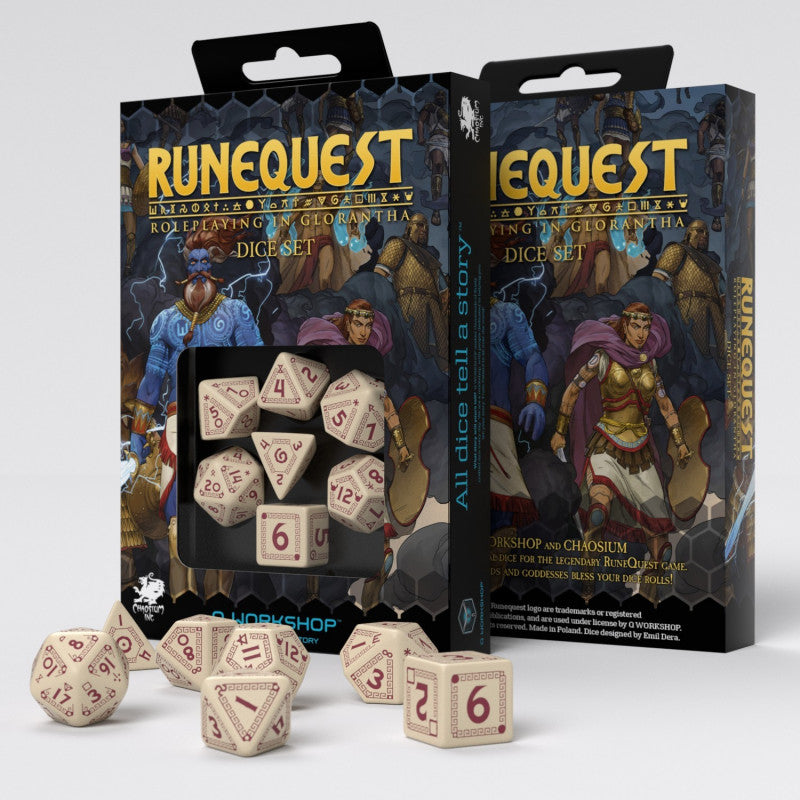 Q-Workshop - RuneQuest Beige & burgundy Dice Set