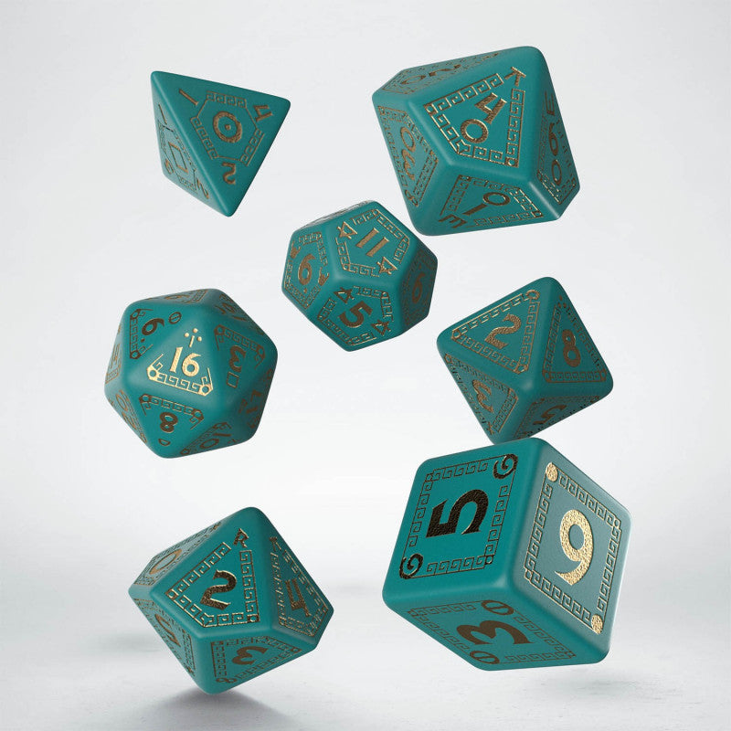 Q-Workshop - RuneQuest Turquoise & gold Dice Set