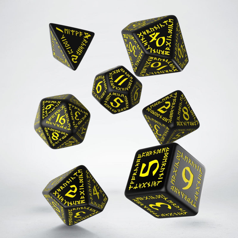 Q-Workshop - Runic Black & yellow Dice Set