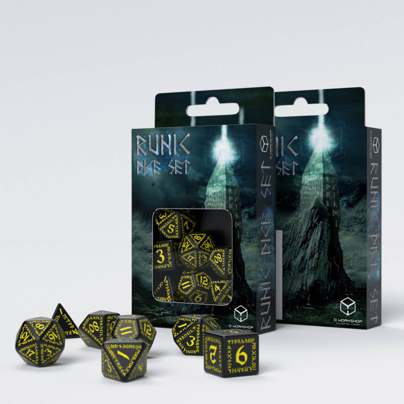 Q-Workshop - Runic Black & yellow Dice Set