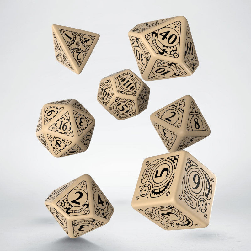 Q-Workshop - Steampunk Beige & black Dice Set