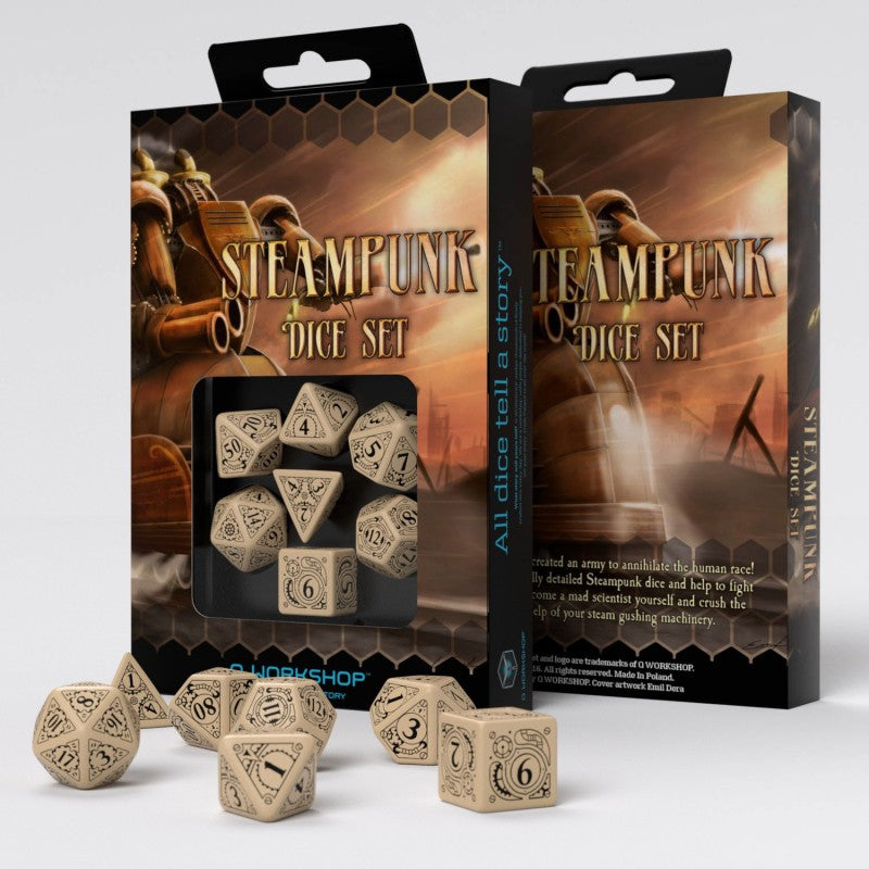 Q-Workshop - Steampunk Beige & black Dice Set