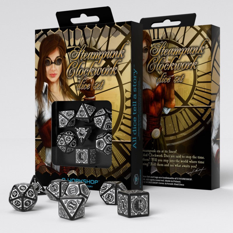 Q-Workshop - Steampunk Clockwork Black & White Dice Set