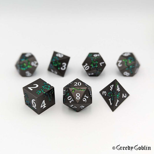 Metal Polydice Set (Gunmetal Blossom Green Mica)