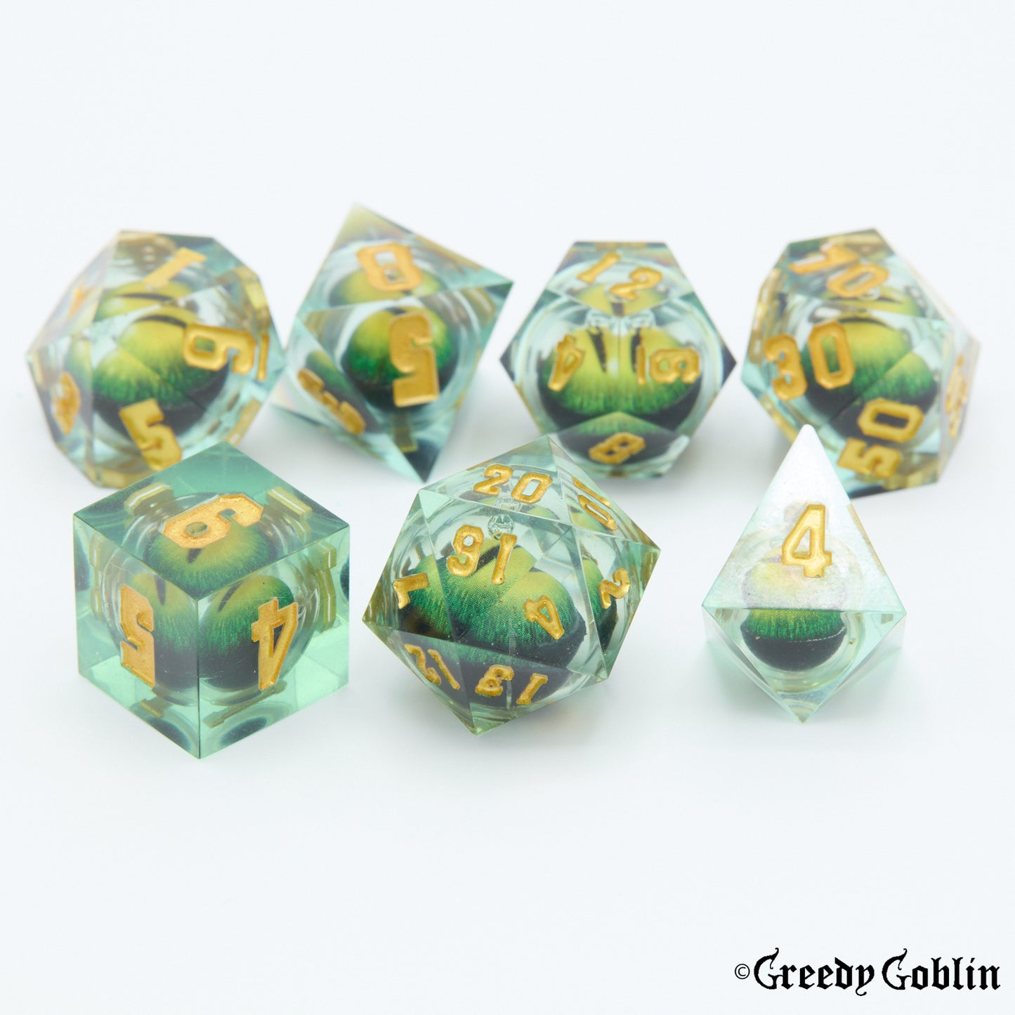 Liquid Core Dice Set (Green Eye)