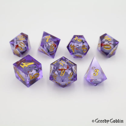 Liquid Core Dice Set Purple Fish Gold