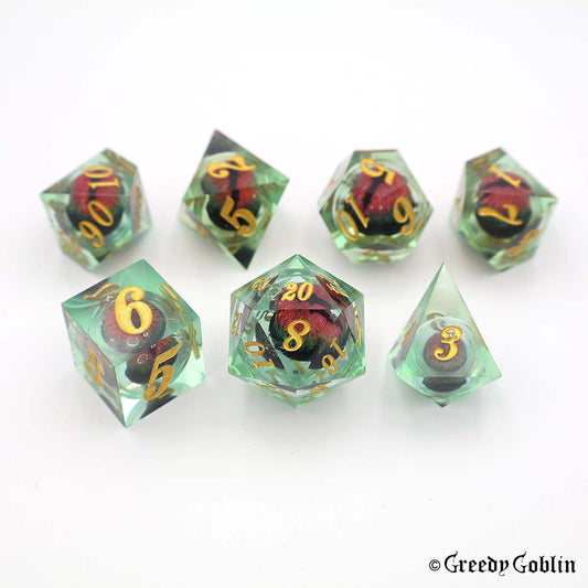 Liquid Core Dice Set (Red Eyed Green)