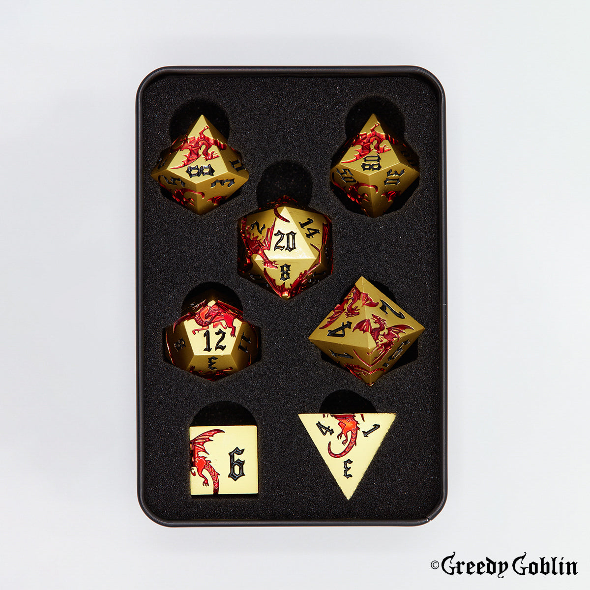 Metal Polydice Set (Dragons Shadow Gold Red)