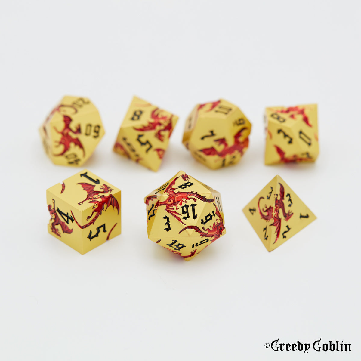 Metal Polydice Set (Dragons Shadow Gold Red)