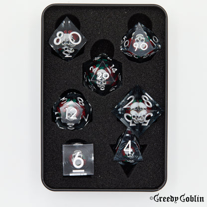 Liquid Core Dice Set (Rose Skull)