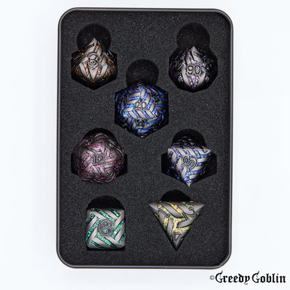 Metal Polydice Set (Woven Rainbow)