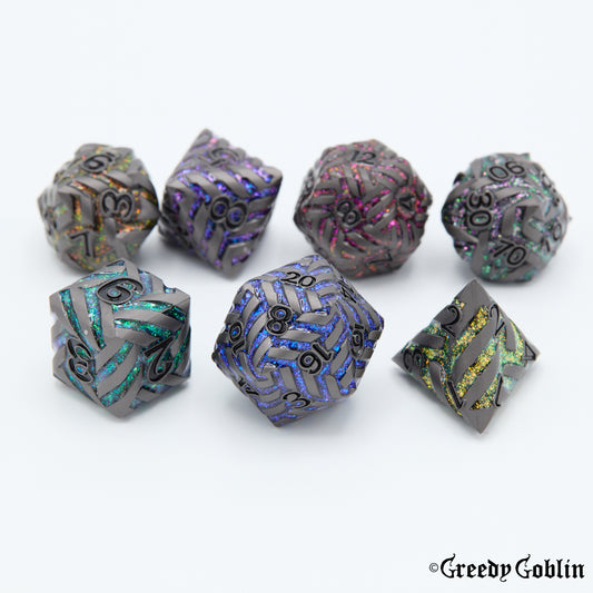 Metal Polydice Set (Woven Rainbow)