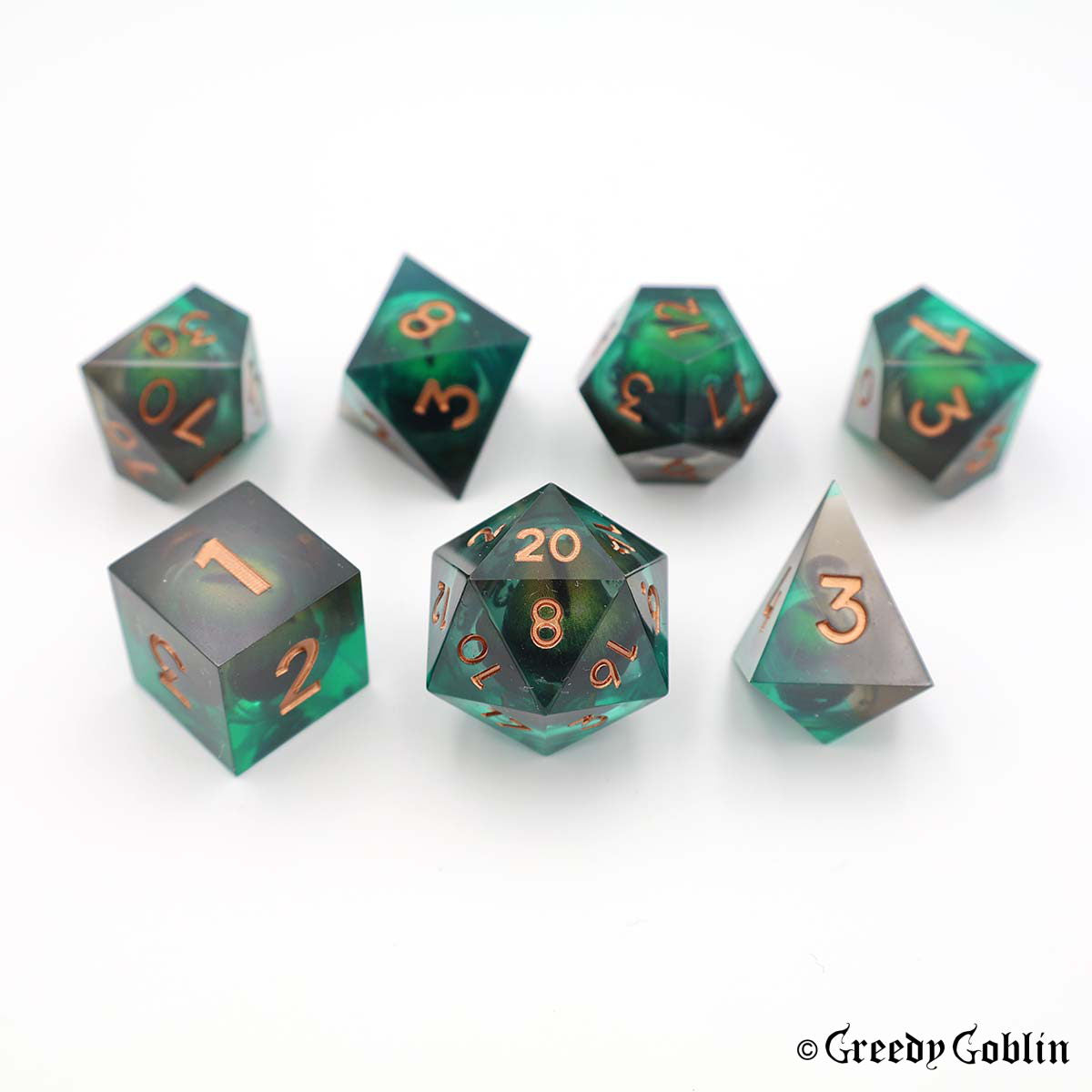 Liquid Core Dice Set (Dark Green Eye)