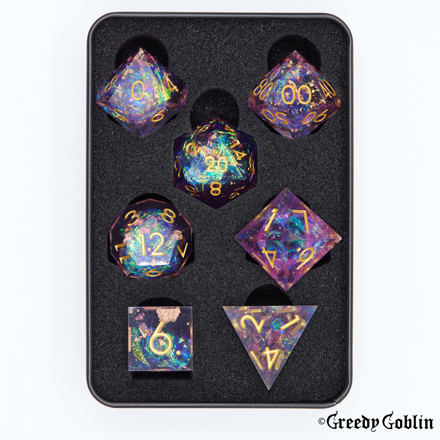 Sharp Polydice Set (Purple Split Laser)