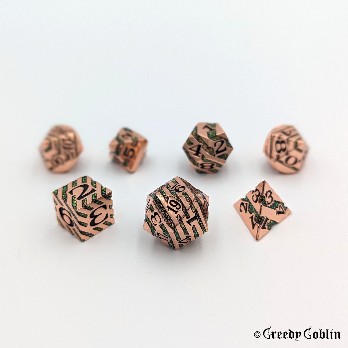 Metal Polydice Sets (Copper Striped Sparkle)