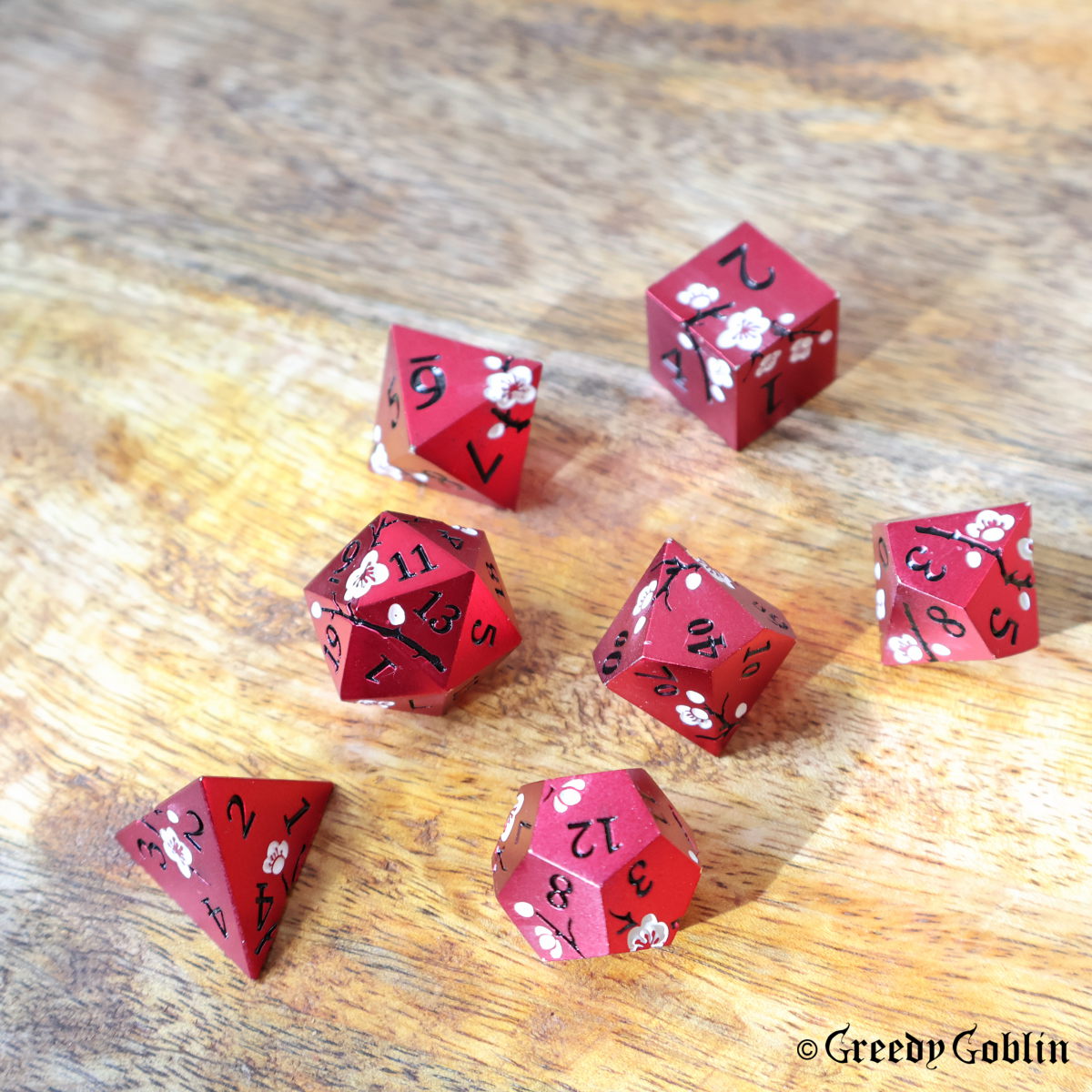 Metal Polydice Set (Red Blossom White Detail)