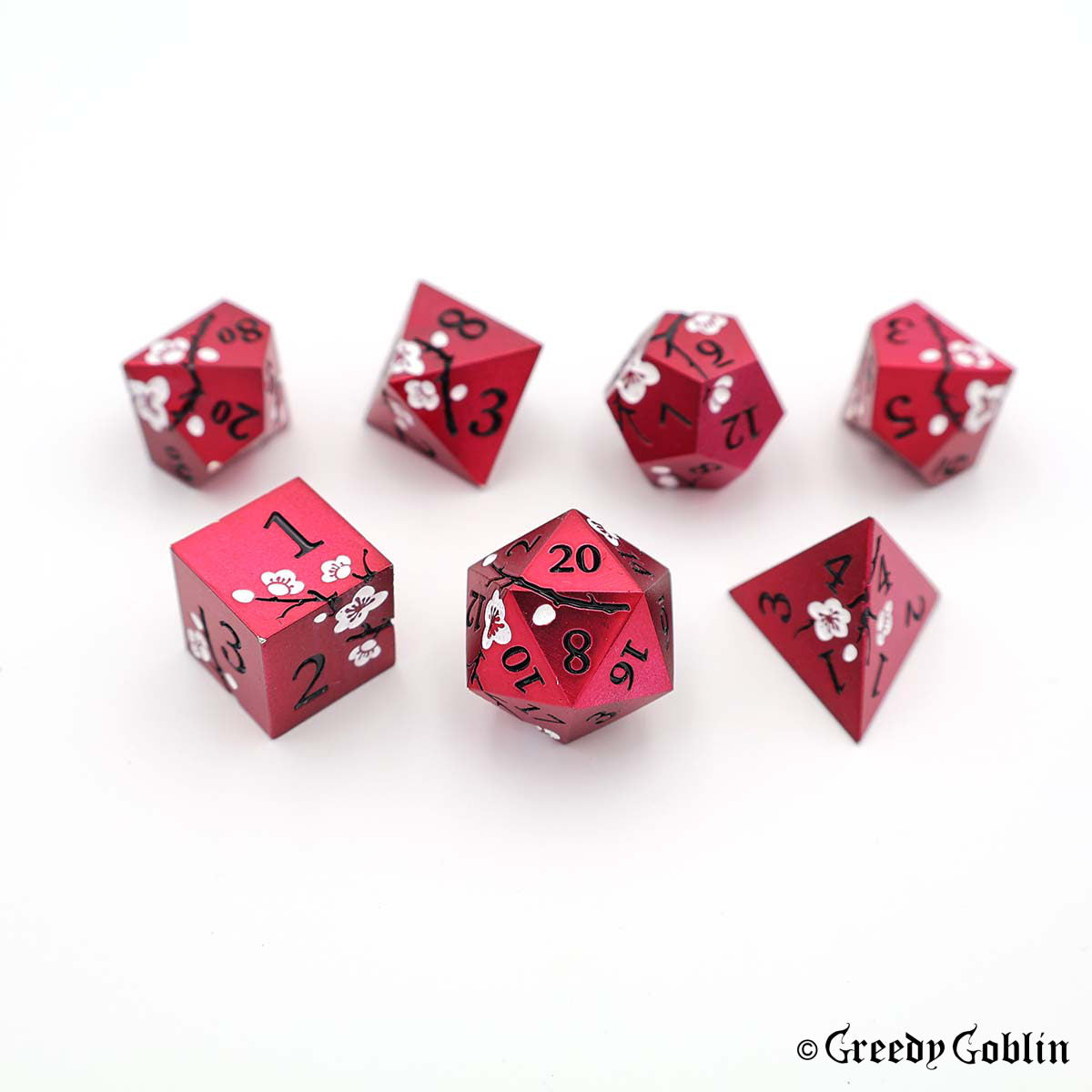 Metal Polydice Set (Red Blossom White Detail)