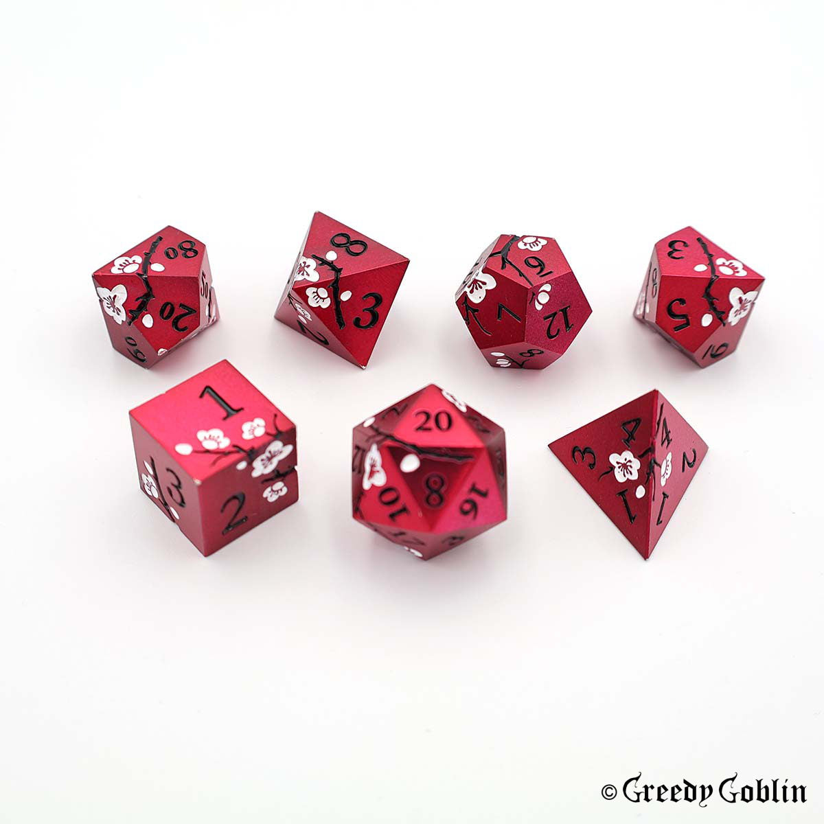 Metal Polydice Set (Red Blossom White Detail)