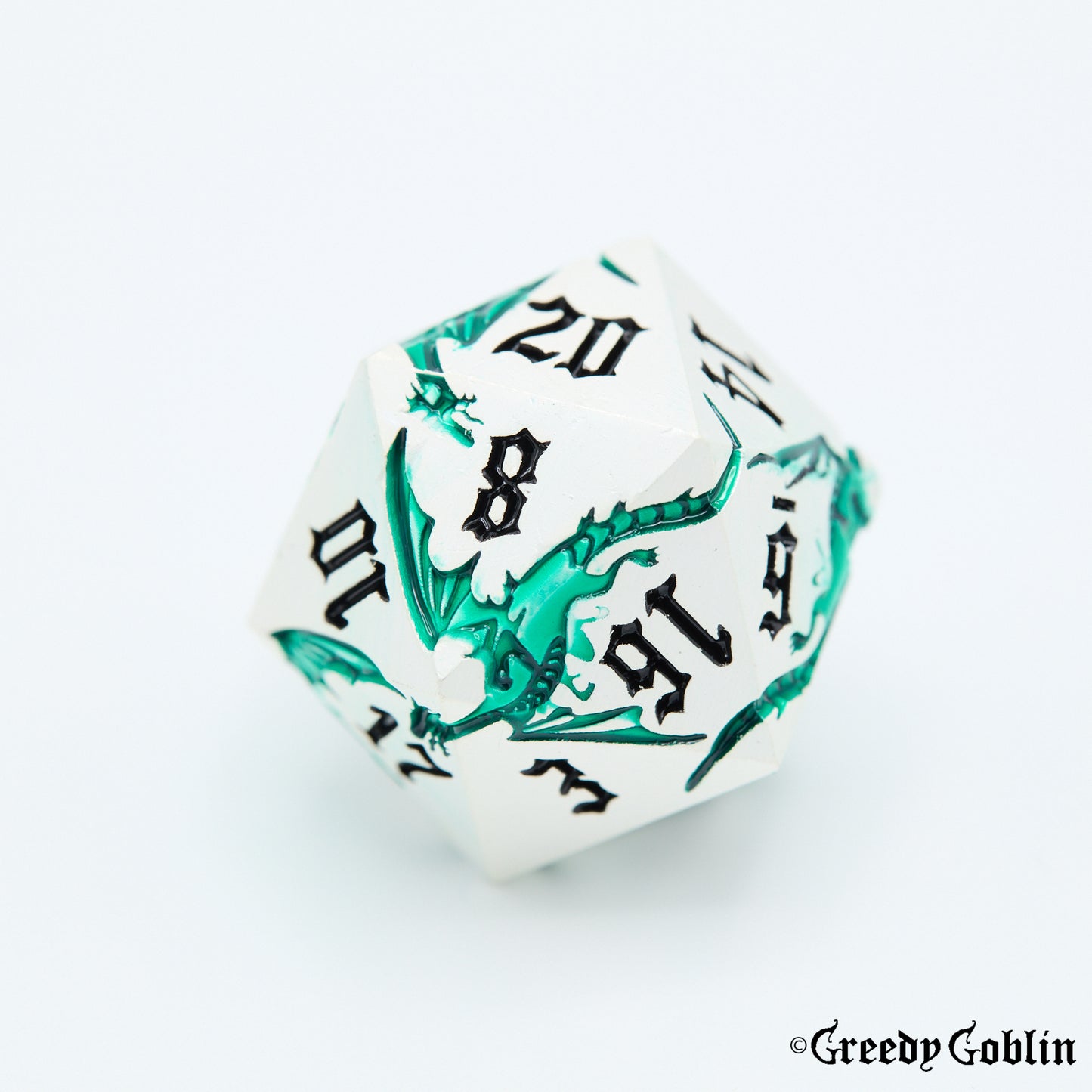 Metal Polydice Set (Dragons Shadow Silver Green)