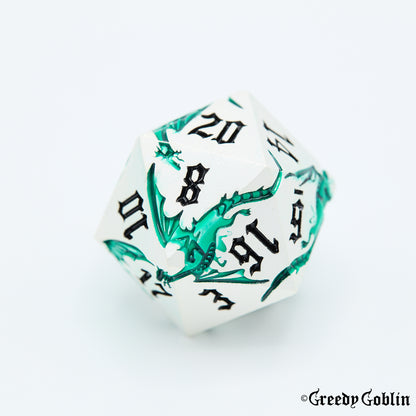 Metal Polydice Set (Dragons Shadow Silver Green)