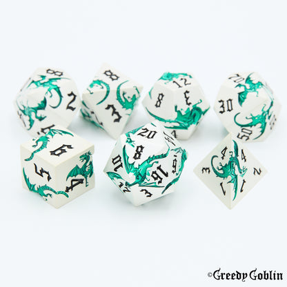 Metal Polydice Set (Dragons Shadow Silver Green)