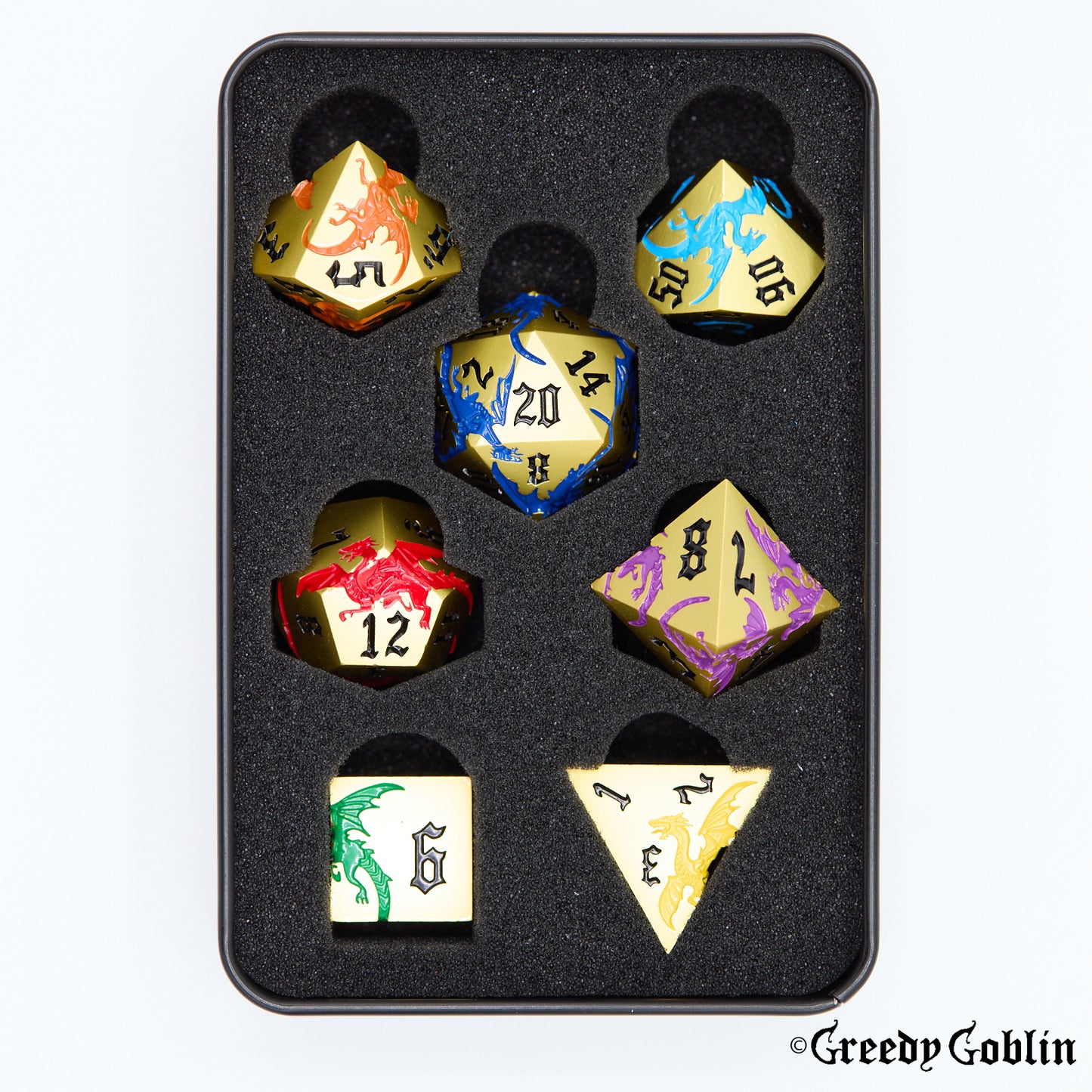 Metal Polydice Set (Dragons Shadow Golden Rainbow)