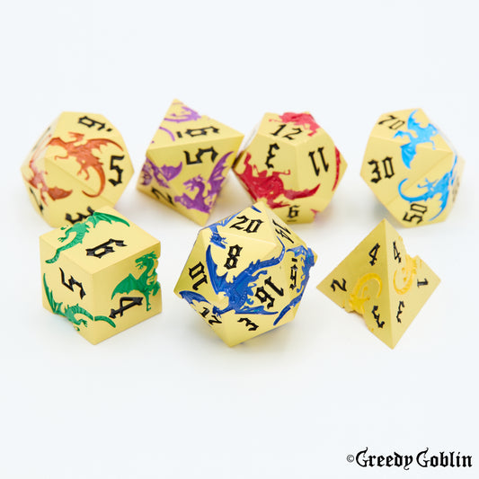 Metal Polydice Set (Dragons Shadow Golden Rainbow)